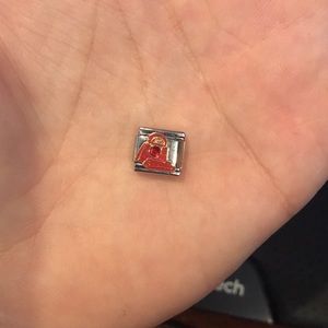 Italian Charm Bracelet Ruby Accent Purse Charm